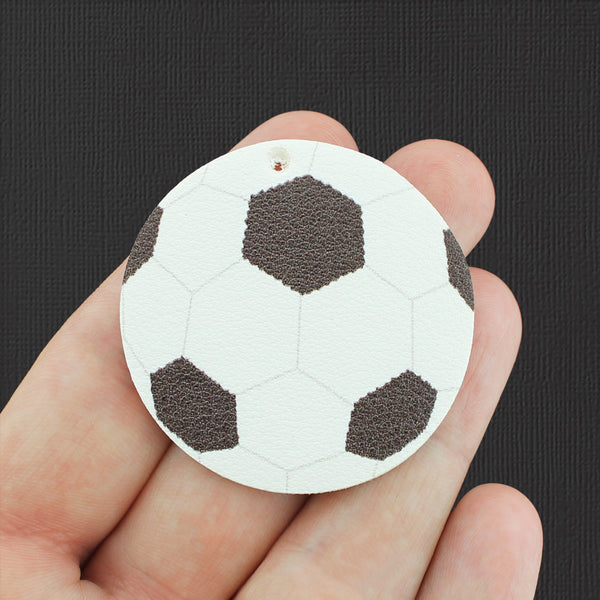 Imitation Leather Pendants - Soccer Ball - 2 Pieces - LP011