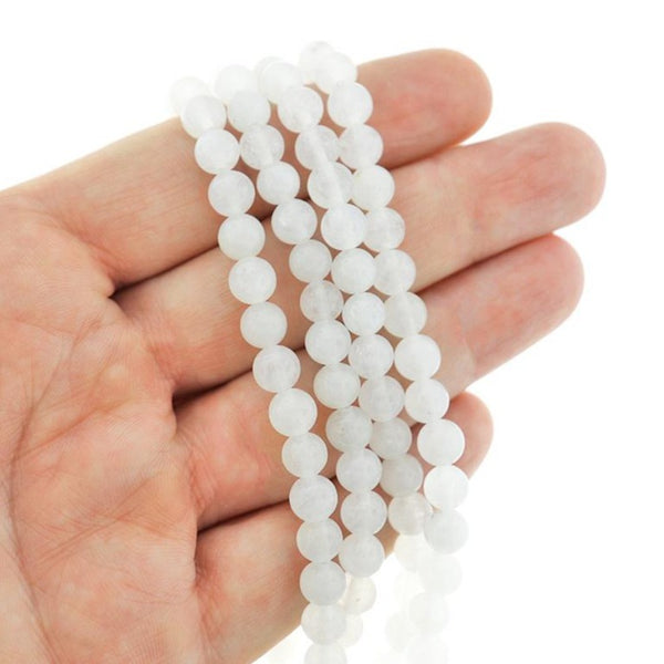 Perles de Jade Naturelles Rondes 6mm - Blanc - 1 Rang 64 Perles - BD2387