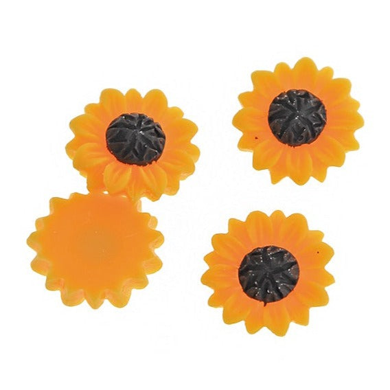 6 Sunflower Resin Charms - K582
