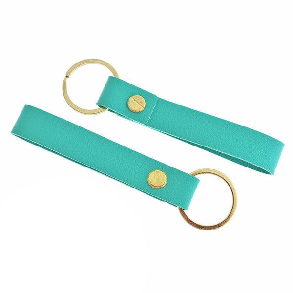 Porte-clés Lanyard Imitation Cuir Bleu - 30mm - 1 Pièce - FD479