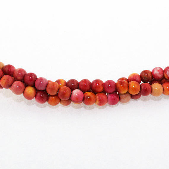 Round Synthetic Jade Beads 4mm - Raspberry and Orange - 50 Beads - BD945