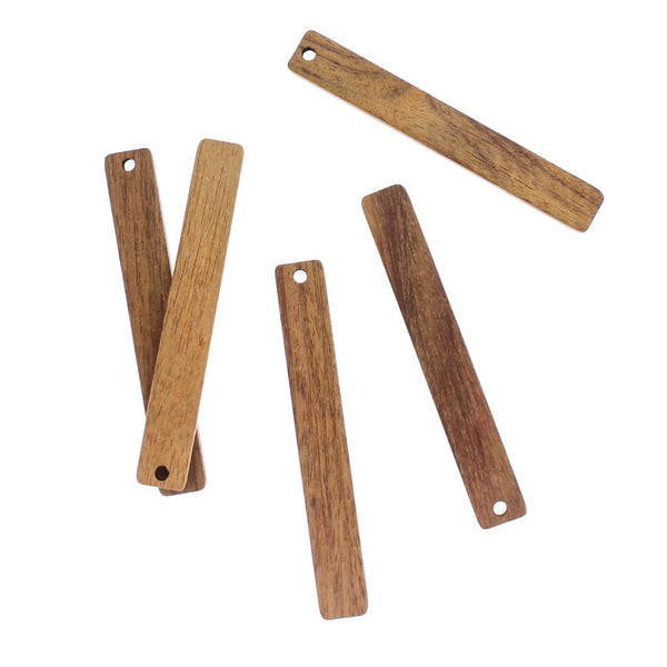 2 Rectangle Drop Natural Wood Charms - WP356