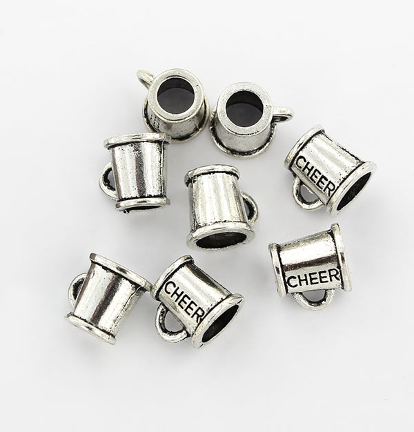 Cheer Megaphone Spacer Beads 10mm x 11mm x 9mm - Silver Tone - 4 Beads - SC7769
