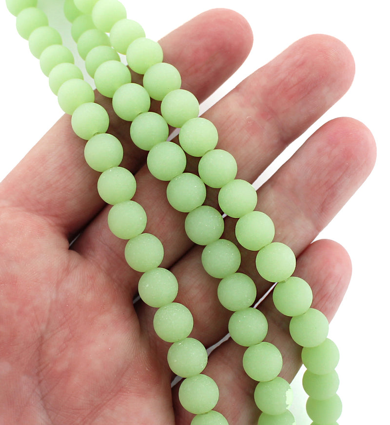 Round Cultured Sea Glass Beads 8mm - Mint Green - 1 Strand 26 Beads - U156