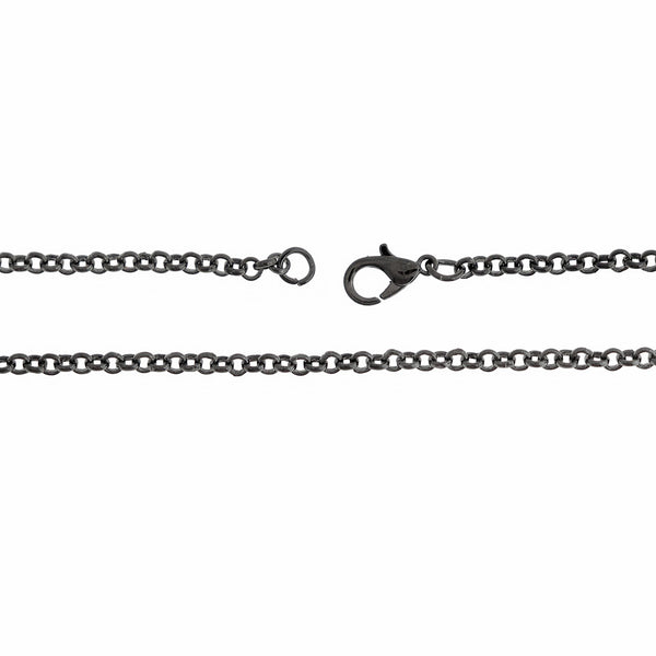 Gunmetal Tone Rolo Chain Necklaces 30" - 3mm - 10 Necklaces - N473