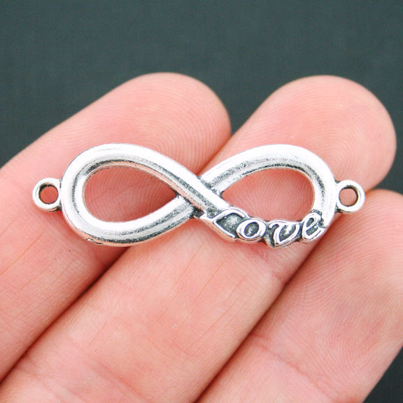 4 Infinity Love Connector Antique Silver Tone Charms - SC2296