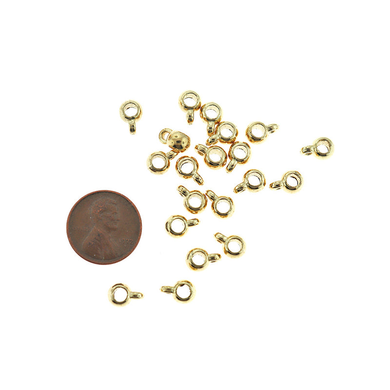 Tube Bail Beads 6mm x 9mm - Gold Tone - 25 Beads - GC1410