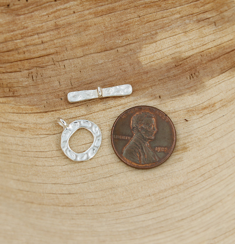 Silver Tone Toggle Clasps 19mm x 4mm - 4 Sets 8 Pieces - FD587