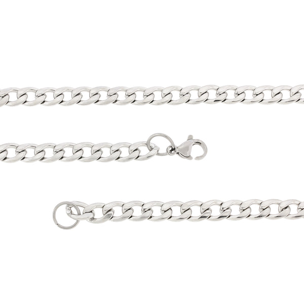 Stainless Steel Curb Chain Bracelet 8.26" - 6mm - 1 Bracelet - N436