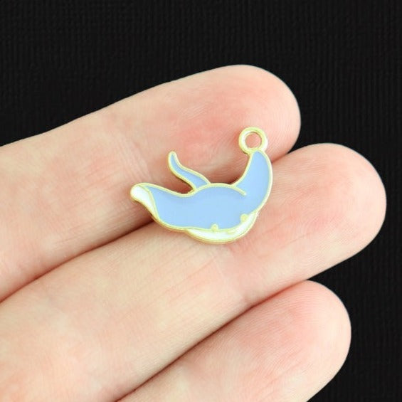 4 Stingray Gold Tone Enamel Charms - E1527