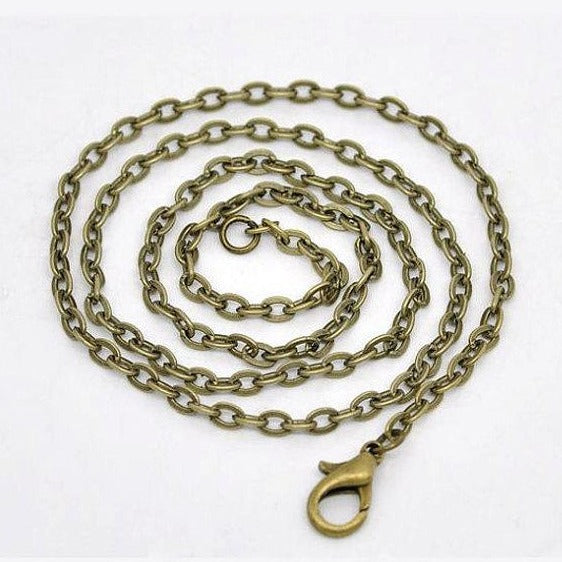 Antique Bronze Tone Cable Chain Necklaces 24" - 3mm - 5 Necklaces - N066