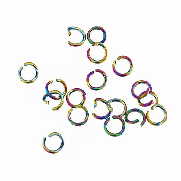 Anneaux de jonction en acier inoxydable galvanisé arc-en-ciel 5 mm x 0,8 mm - Calibre 20 ouvert - 25 anneaux - SS032