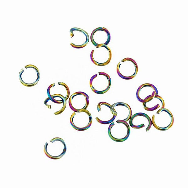 Rainbow Electroplated Stainless Steel Jump Rings 5mm x 0.8mm - Open 20 Gauge - 25 Rings - SS032