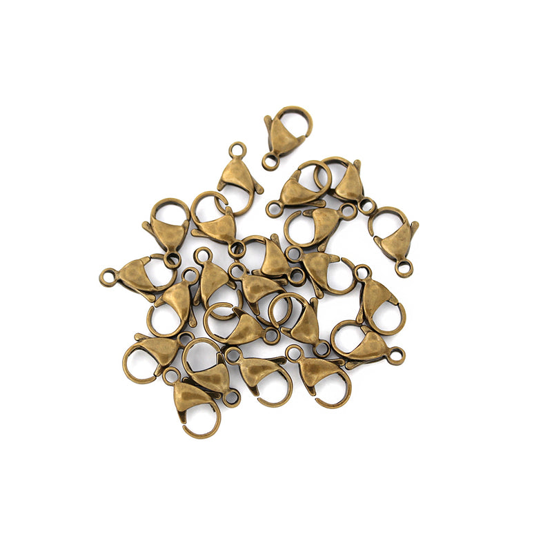 Bronze Stainless Steel Lobster Clasps 9mm x 15mm - 4 Clasps - FD667