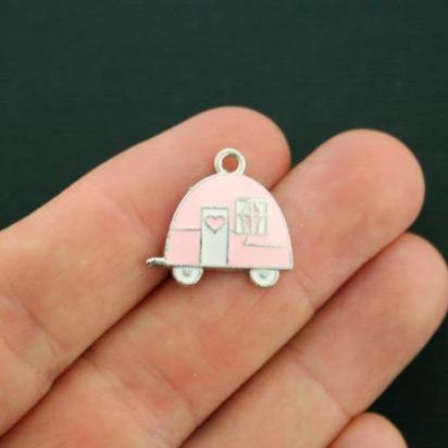 4 Camper Silver Tone Enamel Charms - E194