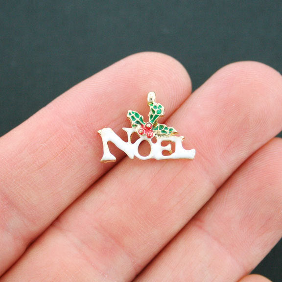 4 breloques en émail doré Noel - E089