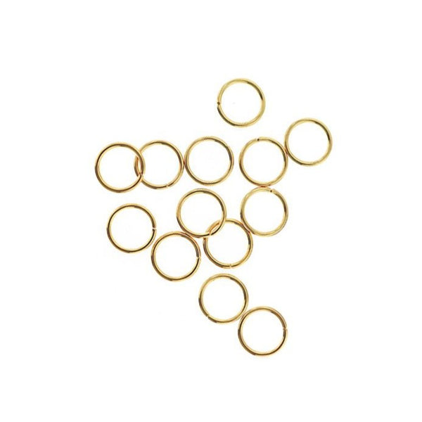 Gold Stainless Steel Jump Rings 9mm x 1mm - Open 18 Gauge - 25 Rings - SS072