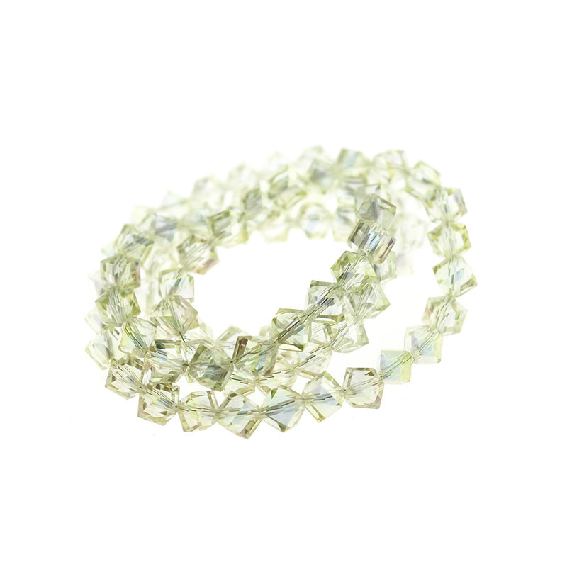 Perles de verre losange 8,5 mm x 9,5 mm - blanc crémeux galvanisé - 1 brin 80 perles - BD269