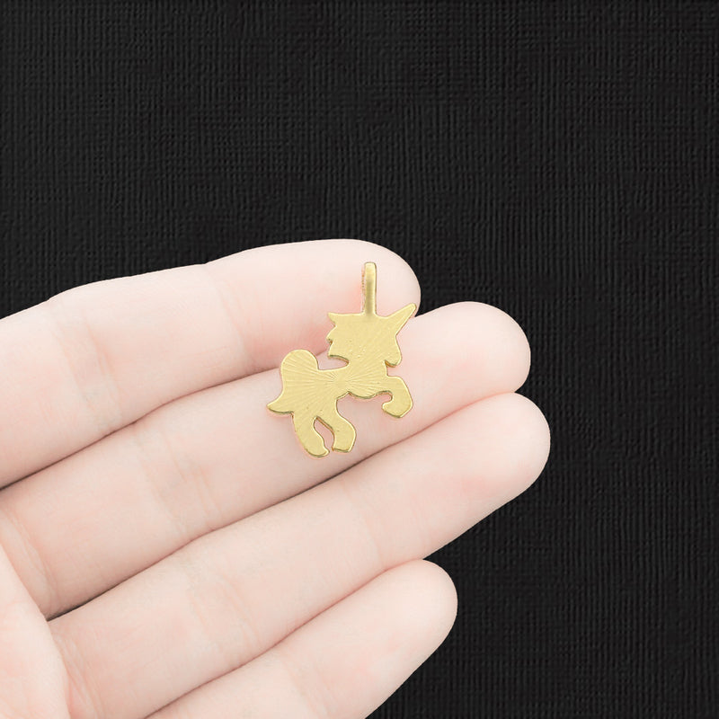 4 Unicorn Gold Tone Enamel Charms - E1539