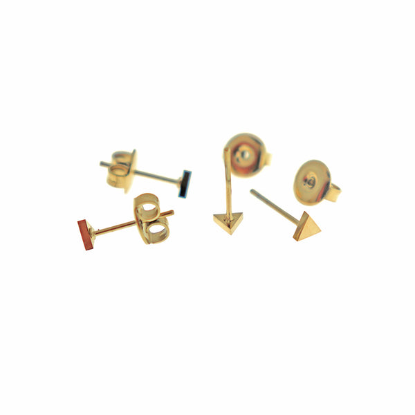 Boucles d'oreilles en acier inoxydable doré - Triangle Studs - 4mm x 4mm - 2 pièces 1 paire - ER800