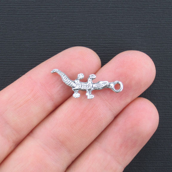 8 Alligator Antique Silver Tone Charms - SC477
