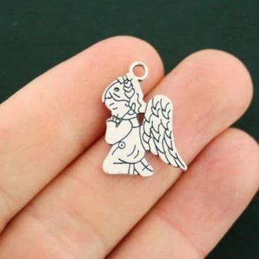 8 Angel Antique Silver Tone Charms - SC6926