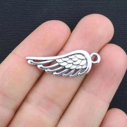 8 Angel Wing Antique Silver Tone Charms - SC3371