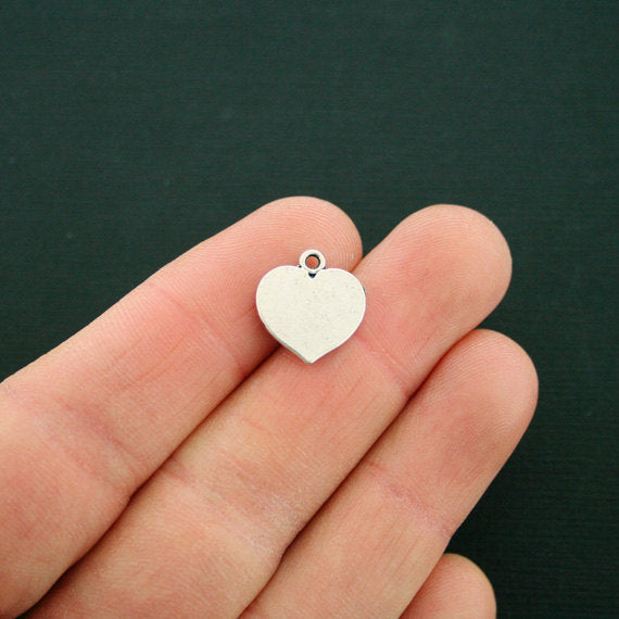 8 Baby Feet Heart Antique Silver Tone Charms - SC6596