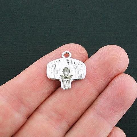 8 Basketball Hoop Antique Silver Tone Charms - SC4167