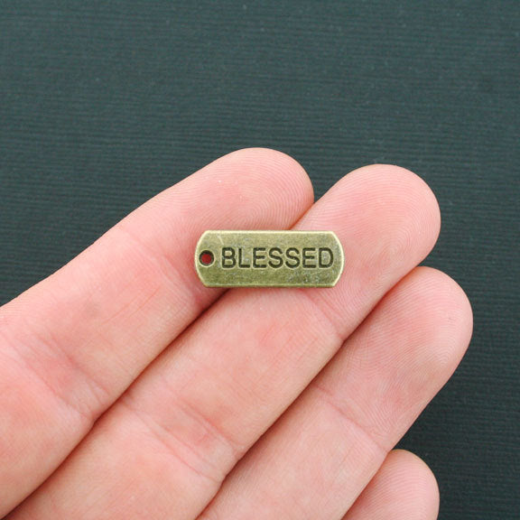 8 Blessed Antique Bronze Tone Charms - BC1207