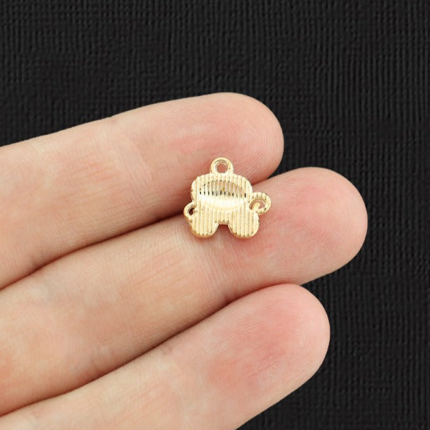 8 Blue Pumpkin Coach Gold Tone Enamel Charms - E1082