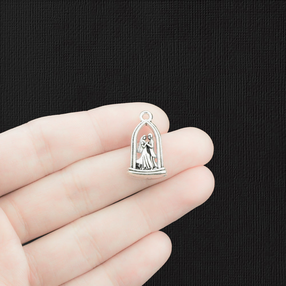 8 breloques argentées antiques pour la mariée et le marié 2 faces - SC1905