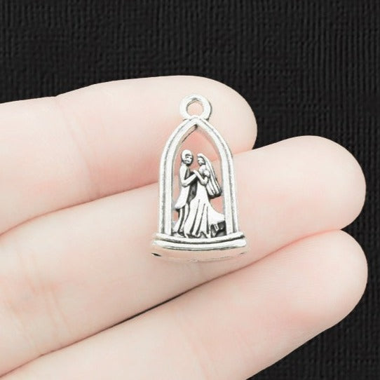 8 breloques argentées antiques pour la mariée et le marié 2 faces - SC1905