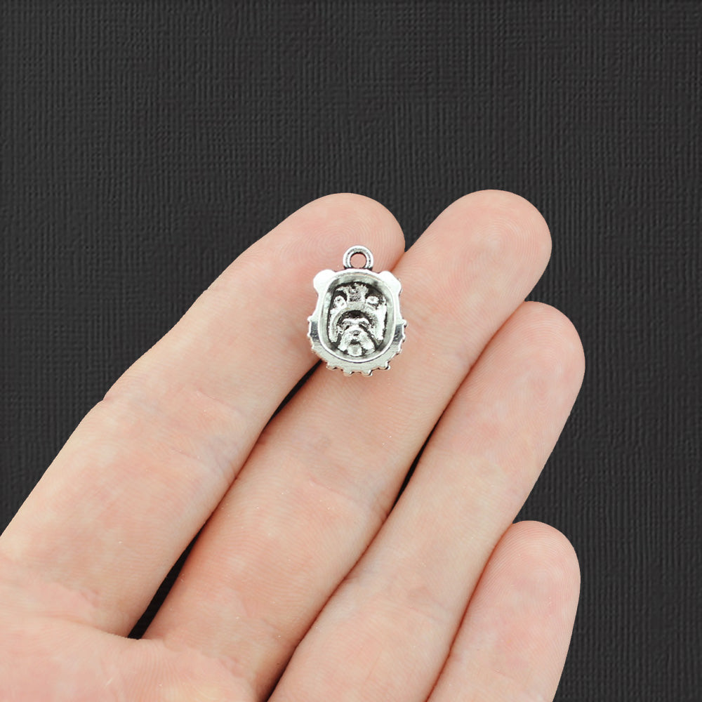 8 Bulldog Antique Silver Tone Charms - SC5492