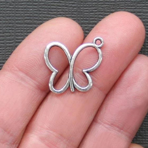8 Butterfly Antique Silver Tone Charms - SC921