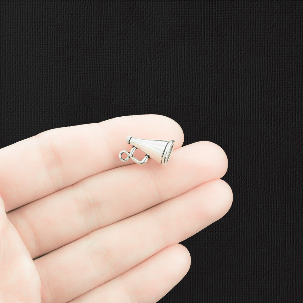 8 Cheerleader Megaphone Antique Silver Tone Charms 3D - SC1302