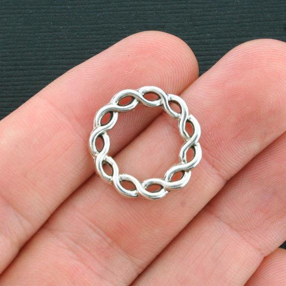 Connecteur 8 cercles breloques ton argent antique 2 faces - SC4232