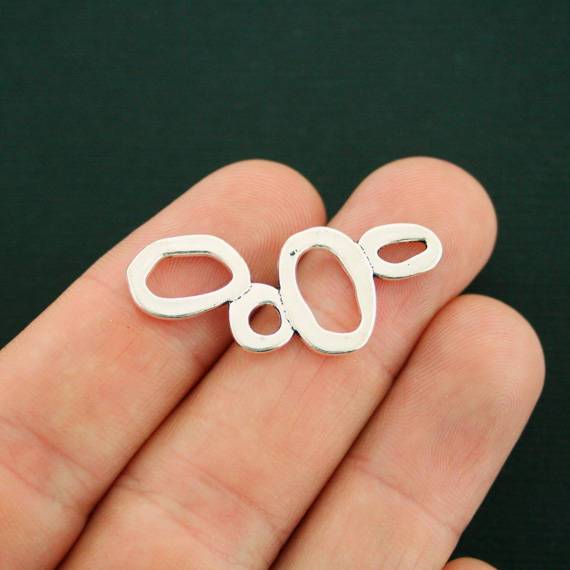 Connecteur à 8 cercles, ton argent antique, breloques 2 faces - SC6383