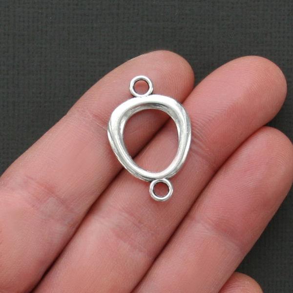 8 Connector Antique Silver Tone Charms - SC1880