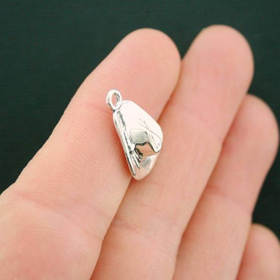 8 Cowboy Hat Silver Tone Charms 3D - SC7483