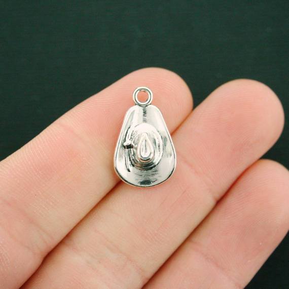 8 Cowboy Hat Silver Tone Charms 3D - SC7483