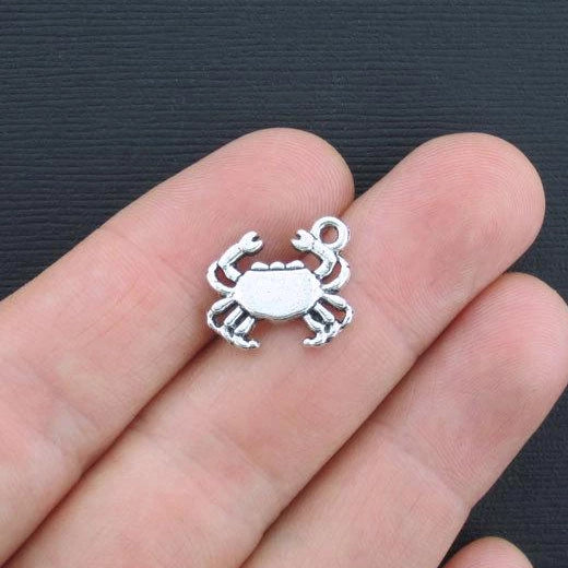 8 Crab Antique Silver Tone Charms - SC3026