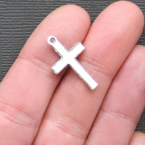 8 Cross Antique Silver Tone Charms - SC826