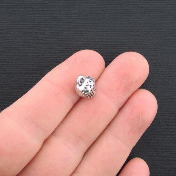 8 Cupcake Antique Silver Tone Charms 3D - SC3030