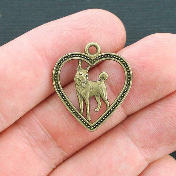 8 Dog Antique Bronze Tone Charms - BC1080
