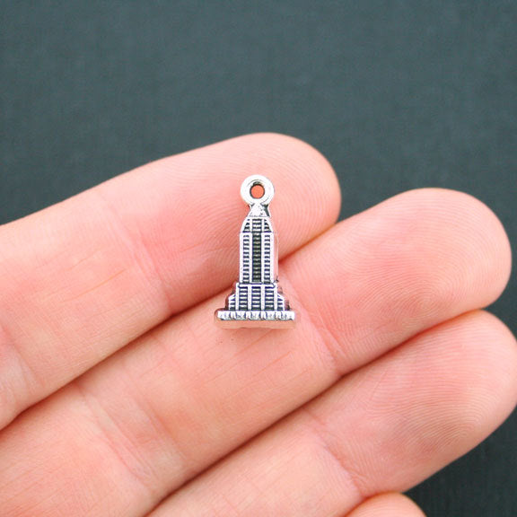 8 breloques ton argent antique Empire State Building 3D - SC1977
