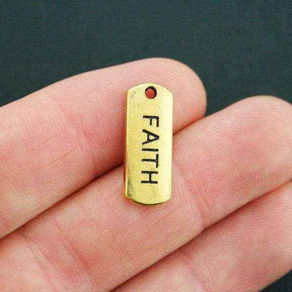 8 Faith Antique Gold Tone Charms - GC646