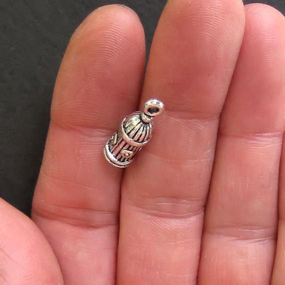 8 Fire Hydrant Antique Silver Tone Charms 3D - SC196