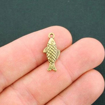 8 Fish Antique Gold Tone Charms 2 Sided - GC829