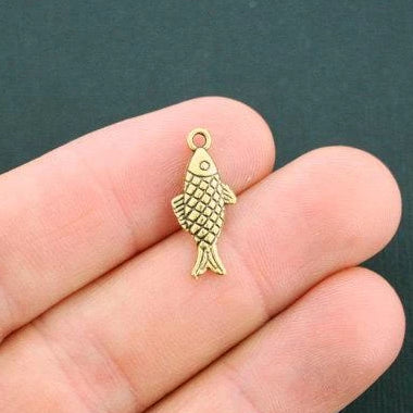 8 Fish Antique Gold Tone Charms 2 Sided - GC829